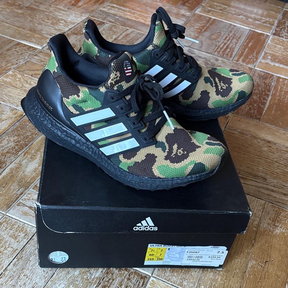 Adidas A Bathing Ape (BAPE) x UltraBoost 4.0 'Green Camo' sneaker - Rare Collab